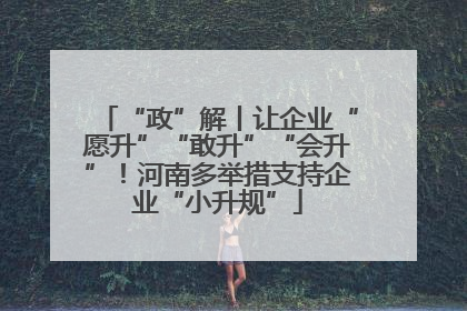 “政”解丨让企业“愿升”“敢升”“会升”！河南多举措支持企业“小升规”