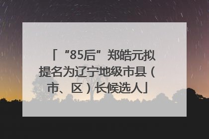 “85后”郑皓元拟提名为辽宁地级市县（市、区）长候选人