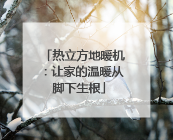 热立方地暖机：让家的温暖从脚下生根