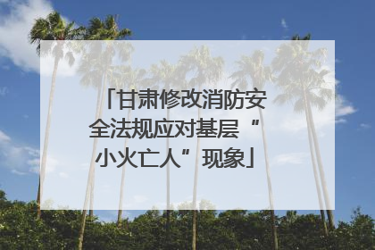 甘肃修改消防安全法规应对基层“小火亡人”现象
