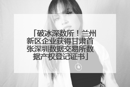 破冰深数所！兰州新区企业获得甘肃首张深圳数据交易所数据产权登记证书
