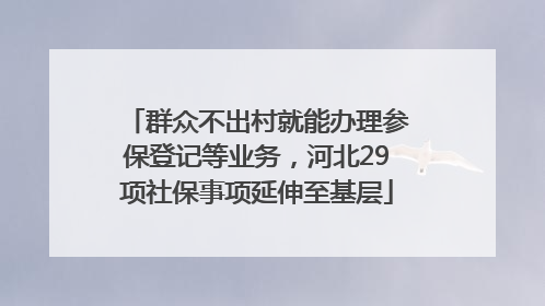 群众不出村就能办理参保登记等业务，河北29项社保事项延伸至基层