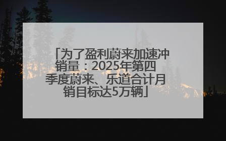 为了盈利蔚来加速冲销量：2025年第四季度蔚来、乐道合计月销目标达5万辆