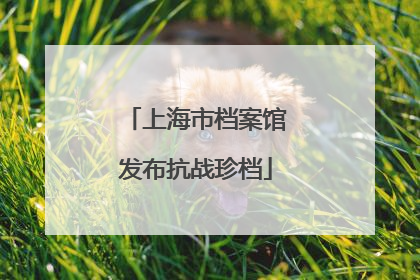 上海市档案馆发布抗战珍档