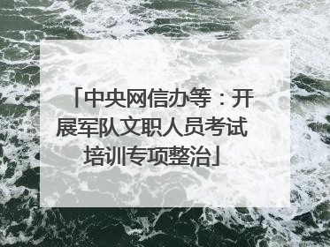 中央网信办等：开展军队文职人员考试培训专项整治