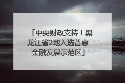 中央财政支持！黑龙江省2地入选普惠金融发展示范区