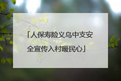 人保寿险义乌中支安全宣传入村暖民心
