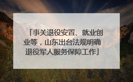 事关退役安置、就业创业等，山东出台法规明确退役军人服务保障工作