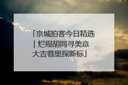 京城拍客今日精选｜烂缦胡同寻美意 大吉巷里探新标