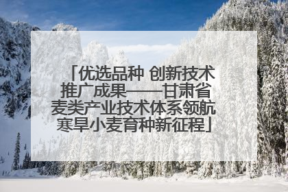 优选品种 创新技术 推广成果——甘肃省麦类产业技术体系领航寒旱小麦育种新征程