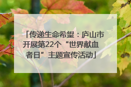 传递生命希望：庐山市开展第22个“世界献血者日”主题宣传活动