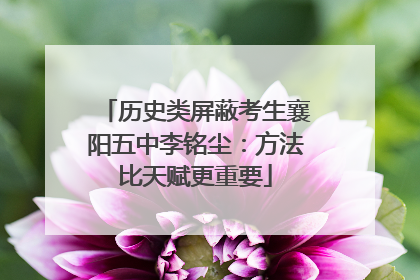 历史类屏蔽考生襄阳五中李铭尘：方法比天赋更重要