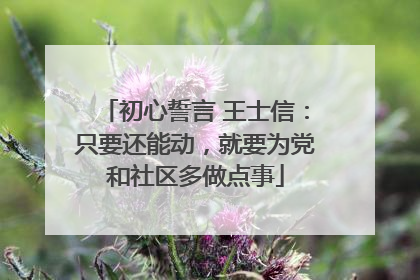 初心誓言 王士信：只要还能动，就要为党和社区多做点事