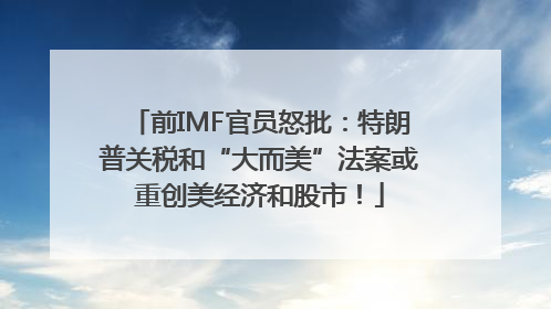 前IMF官员怒批：特朗普关税和“大而美”法案或重创美经济和股市！