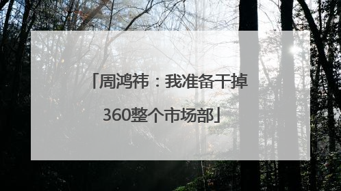 周鸿祎：我准备干掉360整个市场部