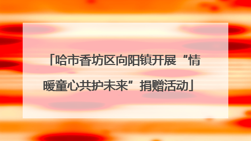 哈市香坊区向阳镇开展“情暖童心共护未来”捐赠活动