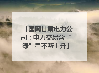 国网甘肃电力公司：电力交易含“绿”量不断上升