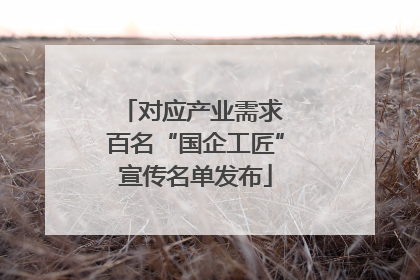 对应产业需求 百名“国企工匠”宣传名单发布