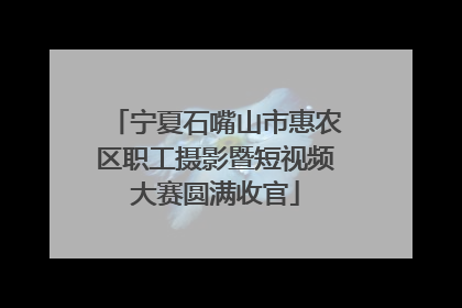 宁夏石嘴山市惠农区职工摄影暨短视频大赛圆满收官