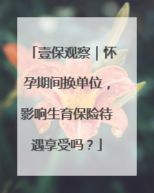壹保观察｜怀孕期间换单位，影响生育保险待遇享受吗？