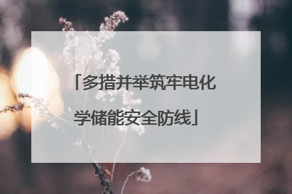 多措并举筑牢电化学储能安全防线