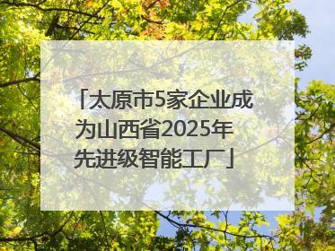 太原市5家企业成为山西省2025年先进级智能工厂