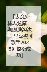 太意外！林志炫第二期即遭淘汰！马嘉祺《歌手2025》揭榜成功