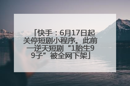 快手：6月17日起关停短剧小程序。此前一逆天短剧“1胎生99子”被全网下架