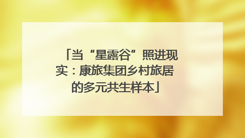 当“星露谷”照进现实：康旅集团乡村旅居的多元共生样本