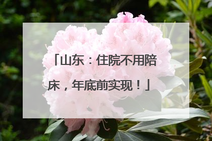 山东：住院不用陪床，年底前实现！