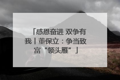 感恩奋进 双争有我丨董保立：争当致富“领头雁”