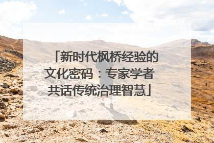 新时代枫桥经验的文化密码：专家学者共话传统治理智慧