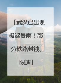 武汉已出现极端暴雨！部分铁路封锁、限速