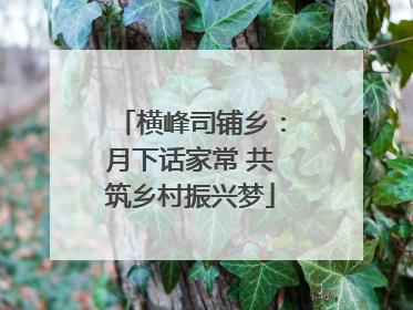 横峰司铺乡：月下话家常 共筑乡村振兴梦