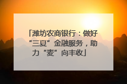 潍坊农商银行：做好“三夏”金融服务，助力“麦”向丰收