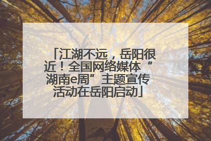 江湖不远，岳阳很近！全国网络媒体“湖南e周”主题宣传活动在岳阳启动