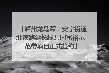 泸州龙马潭：安宁街道北滨路延长线共同富裕示范带项目正式签约