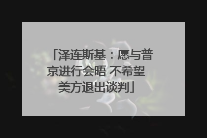 泽连斯基：愿与普京进行会晤 不希望美方退出谈判