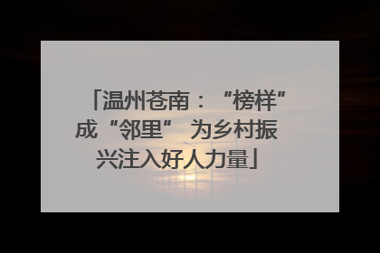 温州苍南：“榜样”成“邻里” 为乡村振兴注入好人力量