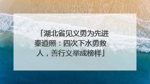 湖北省见义勇为先进秦遵照：四次下水勇救人，善行义举成榜样