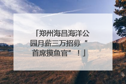 郑州海昌海洋公园月薪三万招募“首席摸鱼官”！