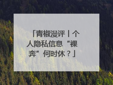 青椒漫评丨个人隐私信息“裸奔”何时休？
