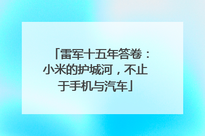 雷军十五年答卷：小米的护城河，不止于手机与汽车