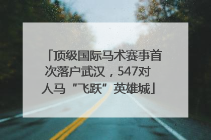 顶级国际马术赛事首次落户武汉，547对人马“飞跃”英雄城