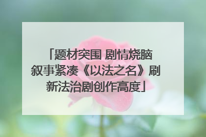 题材突围 剧情烧脑 叙事紧凑《以法之名》刷新法治剧创作高度