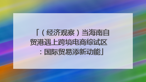 （经济观察）当海南自贸港遇上跨境电商综试区：国际贸易添新动能