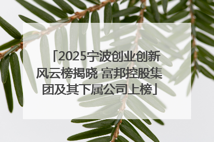 2025宁波创业创新风云榜揭晓 富邦控股集团及其下属公司上榜